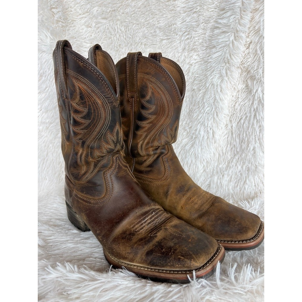 Ariat Western Boots Heritage 9.5D Work Distressed Brown Leather Ranch